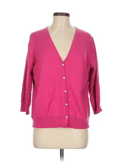 Pre-owned Lands' End Silk Cardigan Sweater In Pink