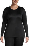 Lands' End Silk Interlock Long Sleeve Crewneck Long Underwear Top In Black