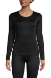 Lands' End Silk Interlock Long Sleeve Crewneck Long Underwear Top In Black