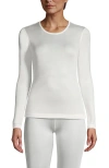 Lands' End Silk Interlock Long Sleeve Crewneck Long Underwear Top In Ivory