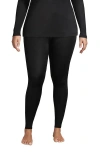 Lands' End Silk Interlock Long Underwear Leggings Pants In Black