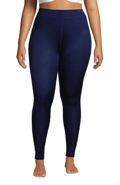 Lands' End Silk Interlock Long Underwear Leggings Pants In Blue