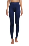 Lands' End Silk Interlock Long Underwear Leggings Pants In Deep Sea Navy