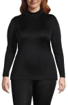 Lands' End Silk Interlock Turtleneck Long Underwear Top In Black