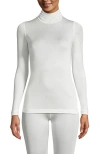 Lands' End Silk Interlock Turtleneck Long Underwear Top In Ivory