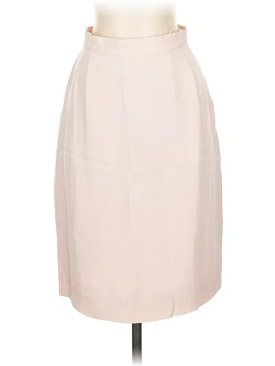 Pre-owned Lands' End Silk Skirt In White