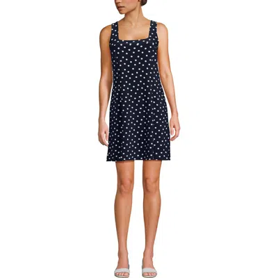 Lands' End Silky Knit Mini Shift Dress In Blue