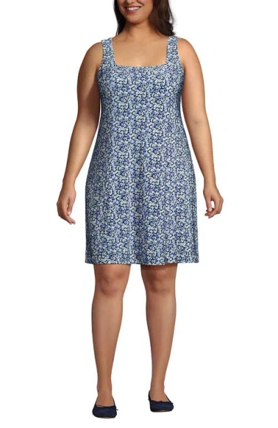 Lands' End Silky Knit Mini Shift Dress In Blue
