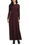 Lands' End Silky Knit Ruched Maxi Dress In Burgundy