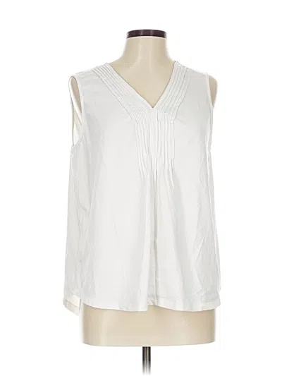 Pre-owned Lands' End Sleeveless Blouse In White