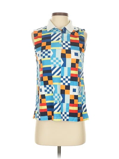 Pre-owned Lands' End Sleeveless Button Down Shirt In Blue