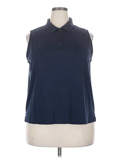 Pre-owned Lands' End Sleeveless Button Down Shirt In Blue