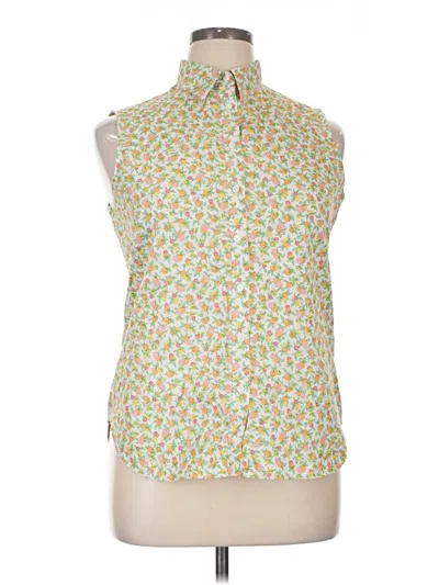 Pre-owned Lands' End Sleeveless Button Down Shirt In Green