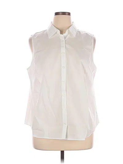 Pre-owned Lands' End Sleeveless Button Down Shirt In Ivory