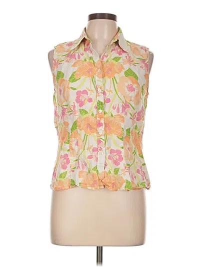 Pre-owned Lands' End Sleeveless Button Down Shirt In Orange