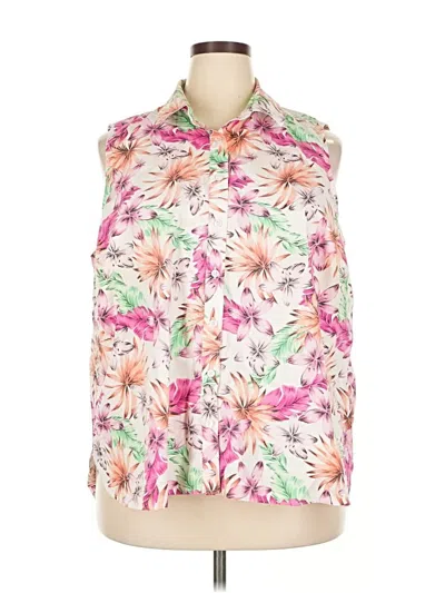 Pre-owned Lands' End Sleeveless Button Down Shirt In Pink