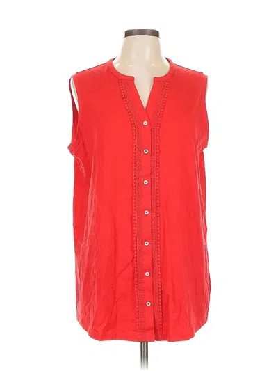 Pre-owned Lands' End Sleeveless Button Down Shirt In Red