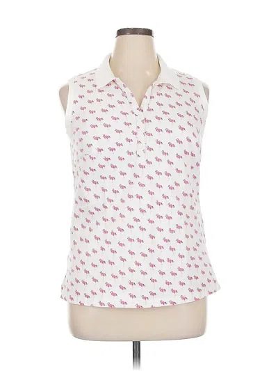 Pre-owned Lands' End Sleeveless Button Down Shirt In White