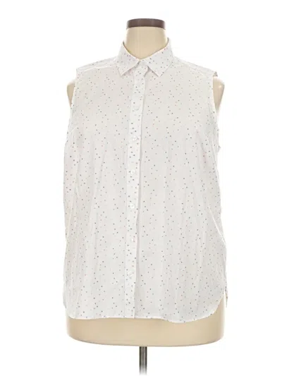 Pre-owned Lands' End Sleeveless Button Down Shirt In White