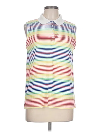 Pre-owned Lands' End Sleeveless Button Down Shirt In White