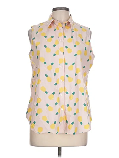 Pre-owned Lands' End Sleeveless Button Down Shirt In Yellow