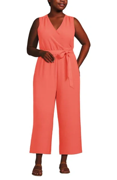 Lands' End Sleeveless Creaseless Wrap Jumpsuit