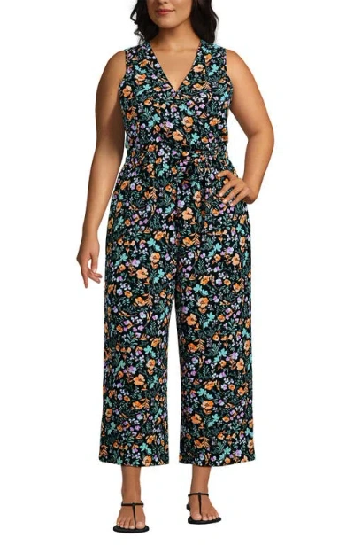 Lands' End Sleeveless Creaseless Wrap Jumpsuit