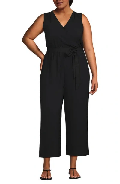 Lands' End Sleeveless Creaseless Wrap Jumpsuit
