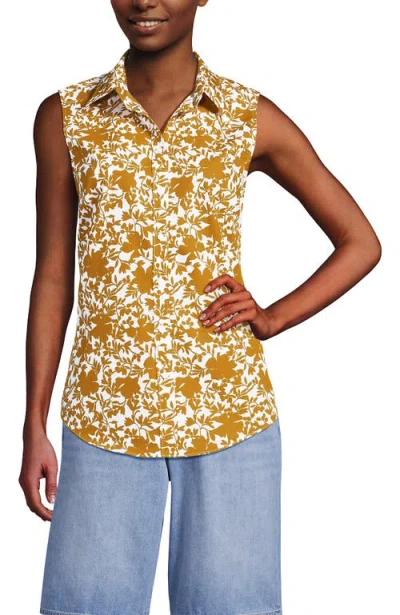 Lands' End Sleeveless No Iron Shirt In Brown