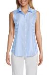 Lands' End Sleeveless No Iron Shirt In Chicory Blue Stripe