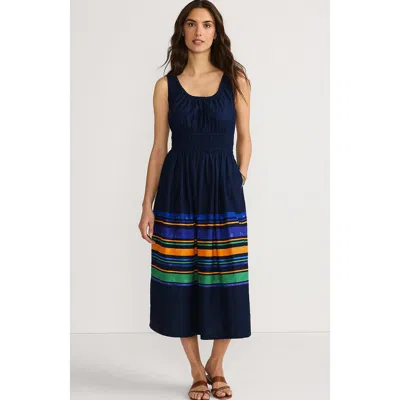 Lands' End Sleeveless Poplin Smocked Midi Dress