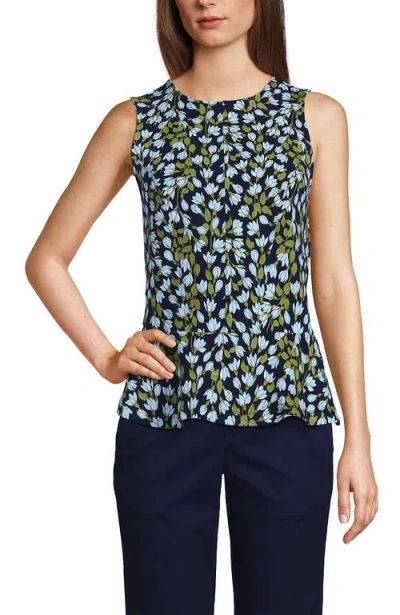Lands' End Sleeveless Starfish Peplum Top In Blue