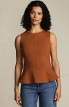 Lands' End Sleeveless Starfish Peplum Top In Brown