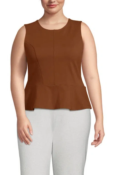 Lands' End Sleeveless Starfish Peplum Top In Brown