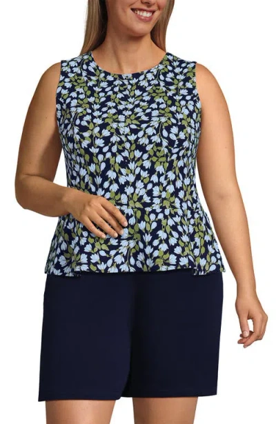 Lands' End Sleeveless Starfish Peplum Top In Multi