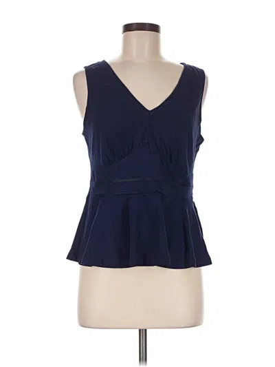 Pre-owned Lands' End Sleeveless Top Blue Plunge Neckline Tops