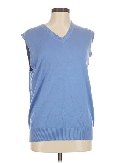 Pre-owned Lands' End Sleeveless Top Blue V-neck Tops