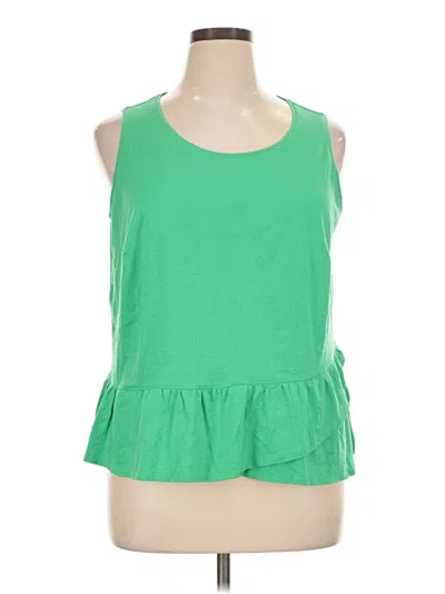 Pre-owned Lands' End Sleeveless Top Green Halter Neckline Tops