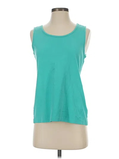 Pre-owned Lands' End Sleeveless Top Teal Scoop Neck Tops In Blue