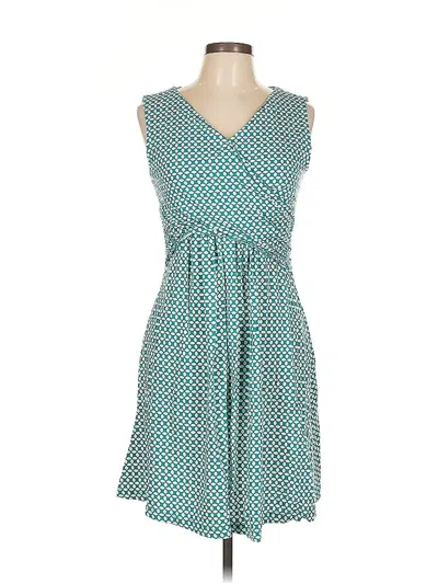 Pre-owned Lands' End Sleeveless Top Teal V Neck Tops In Blue