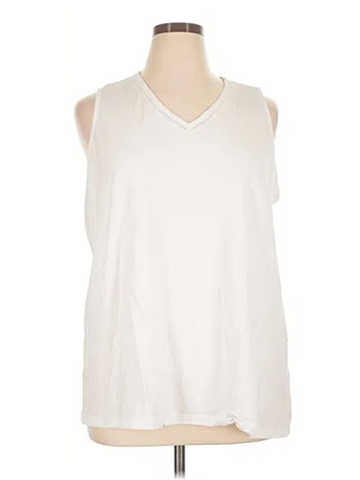 Pre-owned Lands' End Sleeveless Top White V-neck Tops