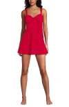 Lands' End Slender Lite Sweetheart Shirred Swim Dress In Red