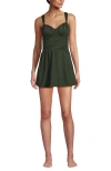 Lands' End Slender Lite Sweetheart Shirred Swim Dress In Green