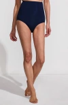 Lands' End Slender Separates Ultra High Waisted Bikini Swim Bottoms In Deep Sea Navy