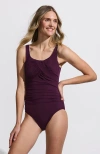 Lands' End D-cup Slender Carmela Tummy Control Chlorine Resistant Scoop Neck One Piece Swimsuit
