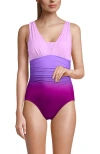 Lands' End Slender Suit Grecian Low Leg One Piece Swimsuit