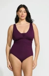 Lands' End Slender Suit Grecian Low Leg One Piece Swimsuit