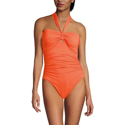 Lands' End Slender Suit Multi-way Bandeau High Leg One Piece Swimsuit