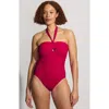 Lands' End Slender Suit Multi-way Bandeau High Leg One Piece Swimsuit