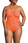 Lands' End Slender Suit Multi-way Bandeau High Leg One Piece Swimsuit In Orange